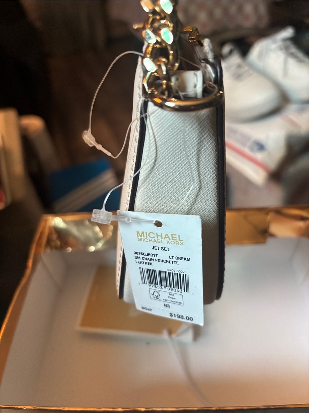Michael Kors White Saffiano Leather Chain Shoulder Crossbody - Picture 5 of 7